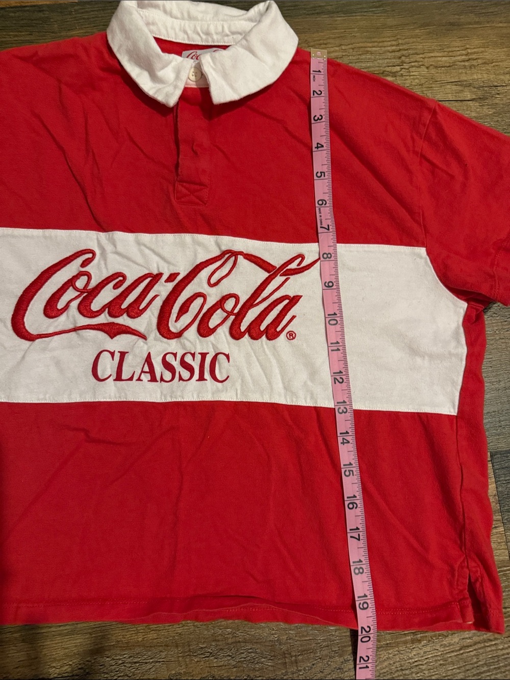 Coca-Cola Bershka Made in Portugal Red and White Classic Polo Shirt - Picture 5 of 5